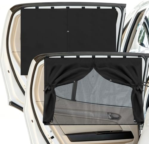 VZXZXE 2er Pack Magnetisch Auto Sonnenschutz für Baby/Kinder, Doppelschicht UV Schutz & Verdunkelung Vorhang für Seitenscheiben, Hitzeschutz, Privatsphäre