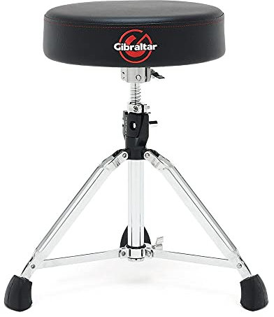 Sgabello per batteria Gibraltar Serie 9000 Round Pro, 9608E (diametro: 35 cm, sedile in vinile, Super Lock, posizione treppiede, piedini in gomma 'Super Foot')