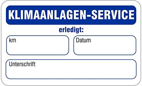 Aufkleber Klimaanlage Wartung 58x36mm, Serviceaufkleber, 100 Stück