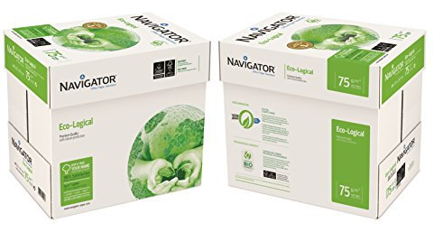 NAVIGATOR 75 gsm A4 eco-logical Papier 10x Reams (5,000 Sheets) - 2x Box