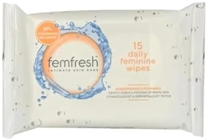 Femfresh Intimate Wipes 15s - Fresh, Organic, Natural Skin Cleaning Wipes for Personal Hygiene, 15 count