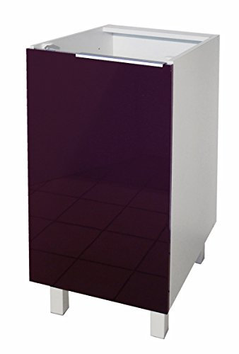 Berlioz Creations CP4BA Unterschrank für Küche mit 1 Tür, in auberginefarbenem Hochglanz, 40 x 52 x 83 cm, 100 Prozent französische Herstellung
