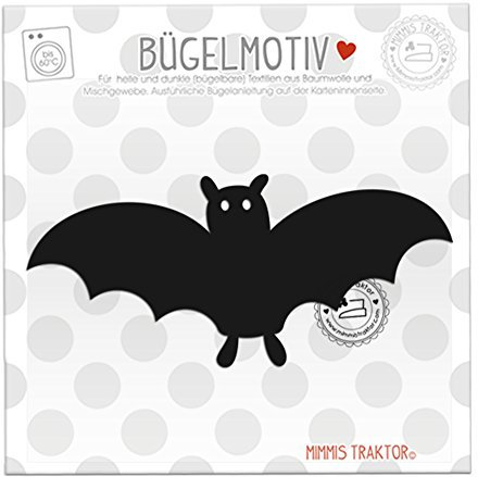 Bügelbild Fledermaus 13,5 x 6,1 cm SCHWARZ Flockfolie Aufbügler Applikationen Bügelsticker für Stoffe Textilien Kinder zum Aufbügeln Flicken