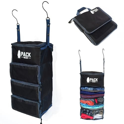 Pack Gear Hängekoffer-Organizer, Standard-Gepäck-Organizer zum Aufhängen, passt in jeden Handgepäck-Koffer, Packwürfel mit Netzfenstern zum Auffinden der Kleidung, Schwarz, Größe S