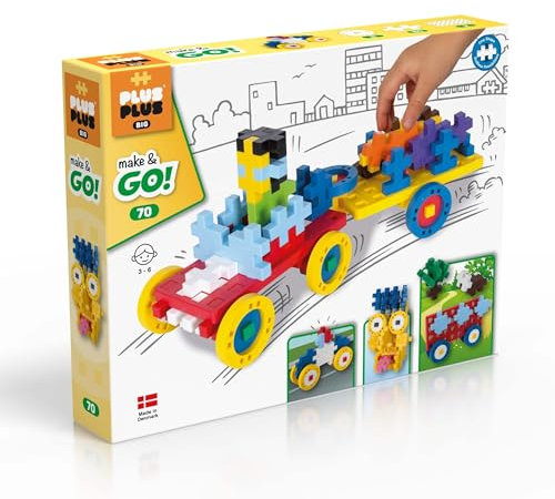 Plus-Plus 9603424 Kreativ-Bausteine, Big Fahrzeuge-Set, Konstruktionsspielzeug, 70 Teile Basic.