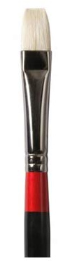 Daler-Rowney Georgian Oil Brush, Natural Hog Bristle, Long Handle, Short Flat, 8