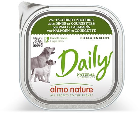 almo nature Daily, Alimento Umido per Cani Adulti con Tacchino e Zucchine - Confezione da 2.7 kg (9 x 300 g)