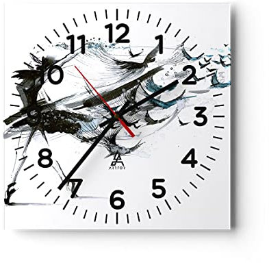 Modern Wanduhr Tanz eine Frau Ballett Aktivität 40x40cm Quadrat Groß Wand Uhr Glas Analog Zimmeruhren Küche Büro Wohnzimmer Glasuhr Wall Clock Dekoration Design Wanddekoration Küchenuhr C4AC40x40-3078