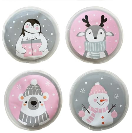 Taschenwärmer Snowy Friends 4er Set - Wichtelgeschenk, Handwärmer, Taschenheizkissen