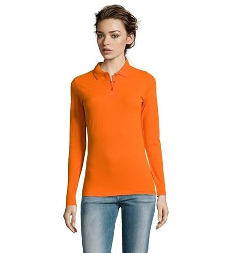 SOLS Damen Polo Womens Long-Sleeve Piqué Shirt Perfect 02083 Orange XL