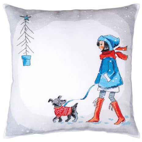 RTO Cross Stitch Cushion, Cotton, Multicoloured, 40x40 cm