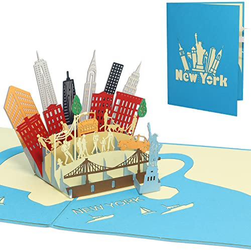 LINPopUp®, LIN17604, 3D POP UP Karte NewYork, Reisegutschein, Pop Up Geburtstagskarte, Klappkarte Geburtstag, Stadtkarte Geschenk Städtetrip New York Amerika USA, N717
