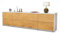 Stil.Zeit TV Schrank Lowboard Assunta, Korpus Weiss matt, Front Holz-Design Eiche (180x49x35cm), mit Push-to-Open Technik & Leichtlaufschienen