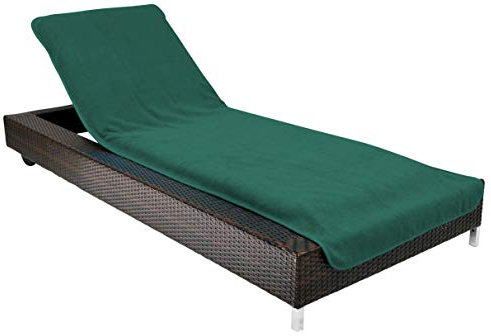 Brandsseller Gartenliegenbezug 75x200 cm – Frottee Schonbezug Handtuch-Auflage aus 100% Baumwolle – waschbar, rutschfest, Öko-Tex Standard 100 – Dunkelgrün