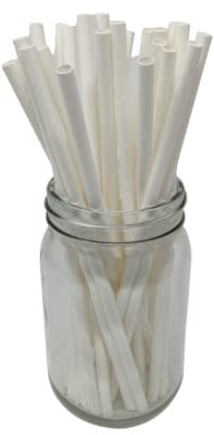 Picture Perfect Party Premium Paper Straws [Pack of 25 Drinking Straws] (White Plain)