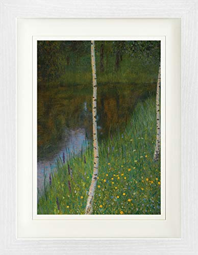 1art1 Gustav Klimt Poster Seeufer Mit Birken, 1901 Gerahmtes Bild Mit Edlem Passepartout | Wand-Bilder | Im Bilderrahmen 40x30 cm