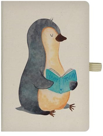 Mr. & Mrs. Panda DIN A5 Baumwoll Notizbuch Pinguin Buch - Geschenk, Tagebuch, Schreibheft, Adressbuch, Notizblock, Skizzenbuch, Bücherwurm,
