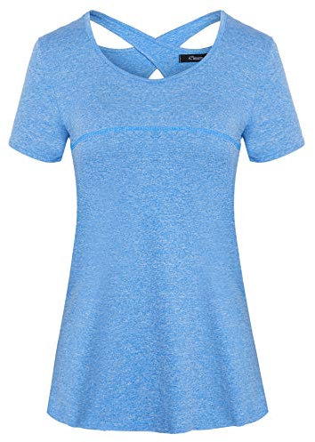 iClosam Womens Gym Tops Short Sleeve Yoga T Shirt for Women Running Athletic Clothes Wear Casual Tunic Workout Top