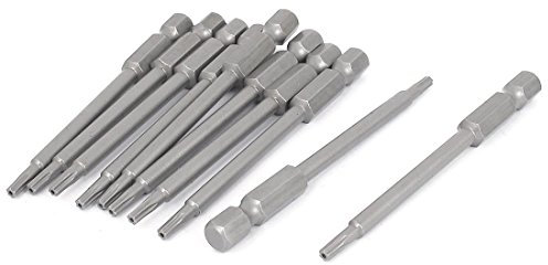 a15070300ux0225 1/4 Inch Hex Shank 2.5 mm Tip T10 Torx Security Screwdriver Bits 10 Pieces