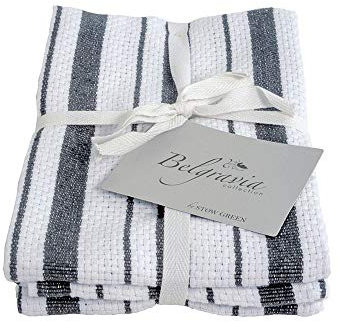 Belgravia Basket Weave Tea Towels - Grey Set Of 2