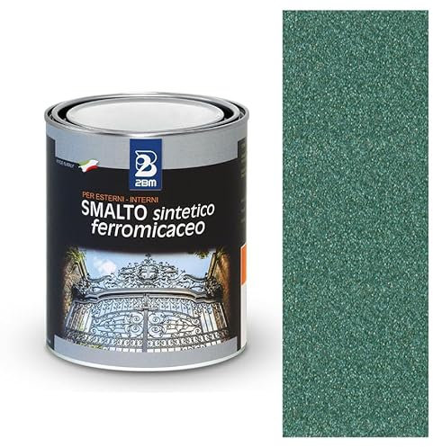 2BM Esmalte sintético ferromicáceo con disolvente, color verde 130 con pigmentos metálicos, ideal como base y acabado para superficie rugosa | Protección exterior de hierro forjado | Formato de 2,5 l