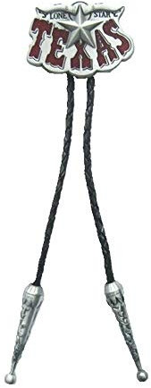 Bolo Tie Westernkrawatte Texas Lone Star Longhorn Lederkordel verstellbar mit Clip