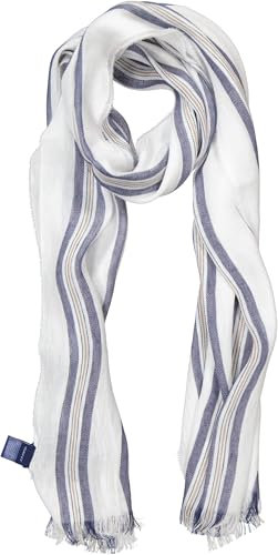 GANT Damen Schal Tuch D2. Linen Striped Scarf, dunkelblau, OneSize