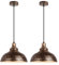iDEGU 2 pezzi Lampade a sospensione industriale, lampadario plafoniera vintage E27 retrò lampada da soffitto in metallo per cucina, sala da pranzo, salone, ristorante, diametro 29 cm (bronzo)