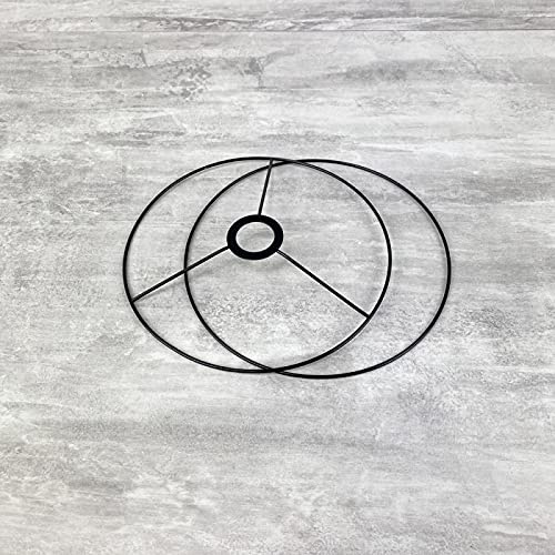 Lealoo Set d'Ossature Noir diamètre 20 cm, pour Suspension ou Abat-Jour, Anneaux Ronds Epoxy, pour Douille diam 28mm, E14