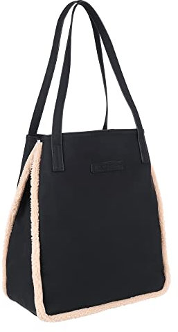 Denim TOM TAILOR - Arona Teddy, Damen, Shopper, M, Schwarz, 31x15,5x34,5 cm