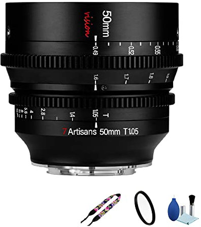 7artisans Obiettivo cinematografico da 50 mm T1.05 APS-C Frame Vision Series con messa a fuoco manuale ad ampia apertura, per Canon EOS R RF RED R3 R5 R6 R6II R7 R10 RP