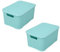 BranQ - Home essential Korb mit Deckel in Rattan Design 2er Set Grösse M 10 l, BPA-frei Kunststoff PP, Minze, 32,3x22,5x15 cm, 2 Stk.