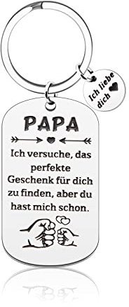 VGWON Papa Schlüsselanhänger Geschenkset, Vatertagsgeschenk, Lasergravierter Schlüsselanhänger aus Edelstahl, Weihnachts und Geburtstagsgeschenke für Papa