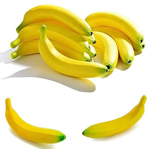LATRAT 10 pezzi di banana artificiale realistica, decorazione artificiale a banana, frutta finte, feste, festival