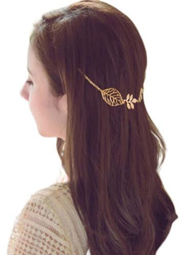 Wendalern Boho Quaste Kette Stirnband Blattgold Clips Haarspangen Ausschnitt Blätter Haarkette Vintage Lange Quaste Kopfschmuck Schmuck für Frauen und Mädchen