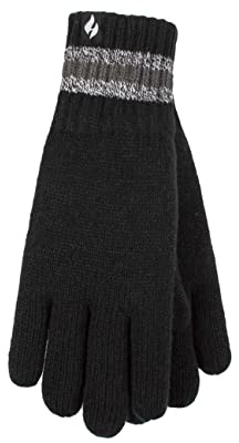 HEAT HOLDERS SOCKSHOP Herren Cedar Streifen Manschette Handschuhe Packung 1 Schwarz L/XL