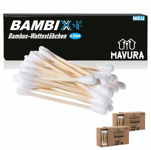 BAMBIX Bambus Wattestäbchen Baumwolle Ohrstäbchen