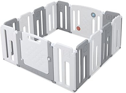 GOPLUS Klappbarer Laufstall, Faltbares Kinder-Spielgitter mit Zeichenbrett Spielpaneel Sicherheitsschloss, nahtloses Design, Sicherheitszaun für Kinder Baby 6-36 Monate, frei anpassbare Form