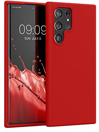 kwmobile Hülle kompatibel mit Samsung Galaxy S22 Ultra Hülle - Silikon Handy Case - Handyhülle weiche Oberfläche - kabelloses Laden - Klassisch Rot