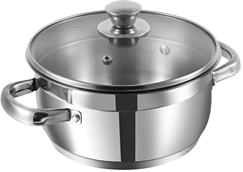 Nobel Stainless Steel Encapsulated Bottom Two Tone Casserole, Toughen Vented Glass Lids Ideal for All Hobs (6.0 Litre - 26 cm Diameter)