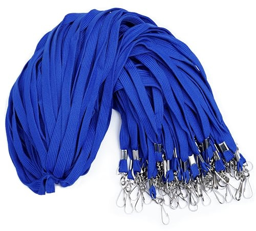 Corpafly 100-Pack Blue Lanyards for ID Badges with Swivel J-Hooks - Versatile Neck Lanyard for Keys, Card Holders, Whistles, and More - Ideal for Offices, Teachers, Kids, and Cruise Ship Cards