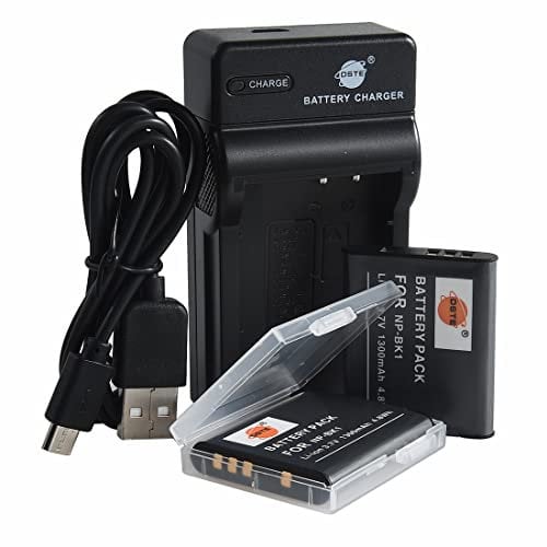 DSTE NP-BK1 Li-ion Battery (2-Pack) and Micro USB Charger Compatible for Sony Bloggie MHS-CM5 MHS-PM5 DSC-S750 DSC-S780 DSC-S850 DSC-S950 DSC-S980 DSC-W180 DSC-W190 DSC-W370 Webbie MHS-PM1 Camera