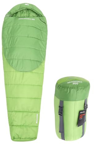 Eurohike Adventurer 300 Sleeping Bag for Adults, Teens, Kids, 1 Person, 3 season, Small Pack Size, Portable, Indoor & Outdoor Use, Camping, Hiking, Backpacking, Travelling, Compression Bag, Green
