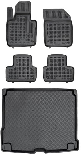 MOTOS Satz Gummifußmatten und PE Kofferraumwanne für Volvo XC60 II ab 2018 Verbessern Sie Ihren Reisekomfort mit Antirutschmatte Auto - Allwetter fußmatten Auto, Schutz vor Verschmutzung