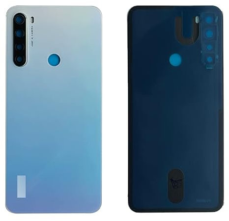iYAiYO Glasdeckel hinten mit Kameralinse für Xiaomi Redmi Note 8 Ersatzteil Gehäuse Deckel Batterie Rückseite mit vorinstalliertem Aufkleber-Weiß