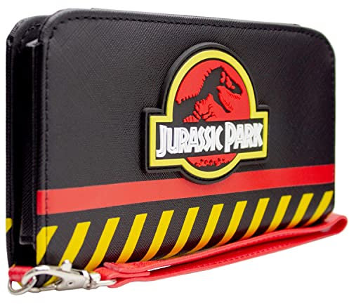 Isla Nublar Jurassic Park Ingen Dept Borsa/Portamonete Bi-Fold con Scomparto Telefono, Tasca per Monete & Porta Carte, Nero