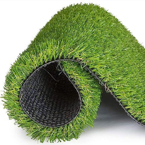 HUHJYUGE Kunstrasen 3x18m, Kunstrasenteppich Outdoor, Rasenteppich für Balkon und Garten, Kunstrasen Grün 30mm Florhöhe, Wasserdurchlässig Antirutsch mit Noppen Drainage