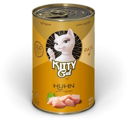 KITTY Cat Paté Huhn, 6 x 400 g, Nassfutter für Katzen, getreidefreies Katzenfutter mit Taurin, Lachsöl und Grünlippmuschel, Alleinfuttermittel mit hohem Fleischanteil, Made in Germany
