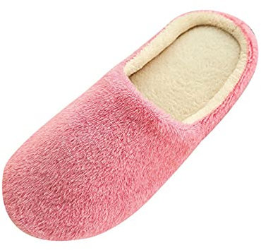 Routefuture Chaussons Femme Hiver Pas Cher, Chaussons Femme Confortable Pantoufles Coton Peluche Chaussons de Maison Chaud Mules pour Femme Fille,Rose #1,EU 35 - EU 35.5