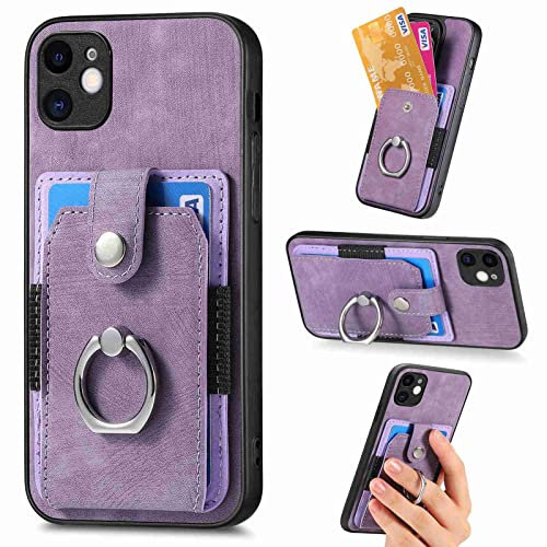 Knoowcase for iPhone 11 Phone Case iPhone 11 Case Wallet Shockproof Bumper Case with Ring Holder Card Slots PU Leather Cover Car Mount Kickstand Anti-Drop Shell Case for iPhone 11, Purple